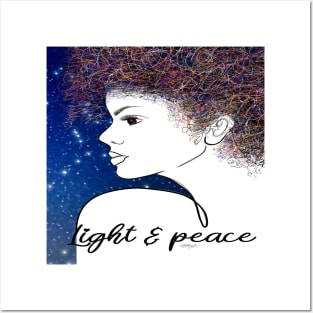 Light & Peace Girl Line Drawing Posters and Art